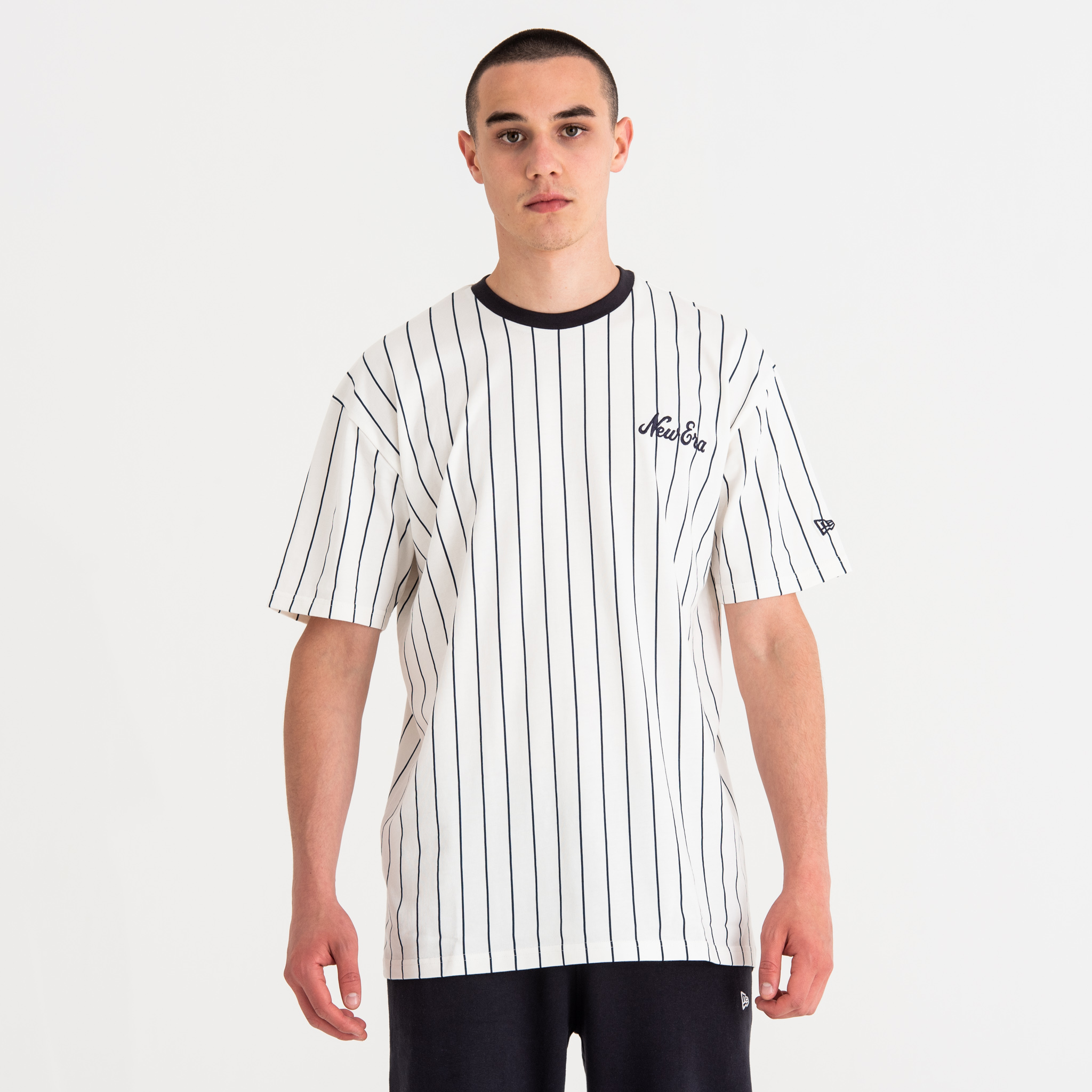 T-shirts New Era New York Yankees Mlb Half Striped Oversized Tee  Black/White